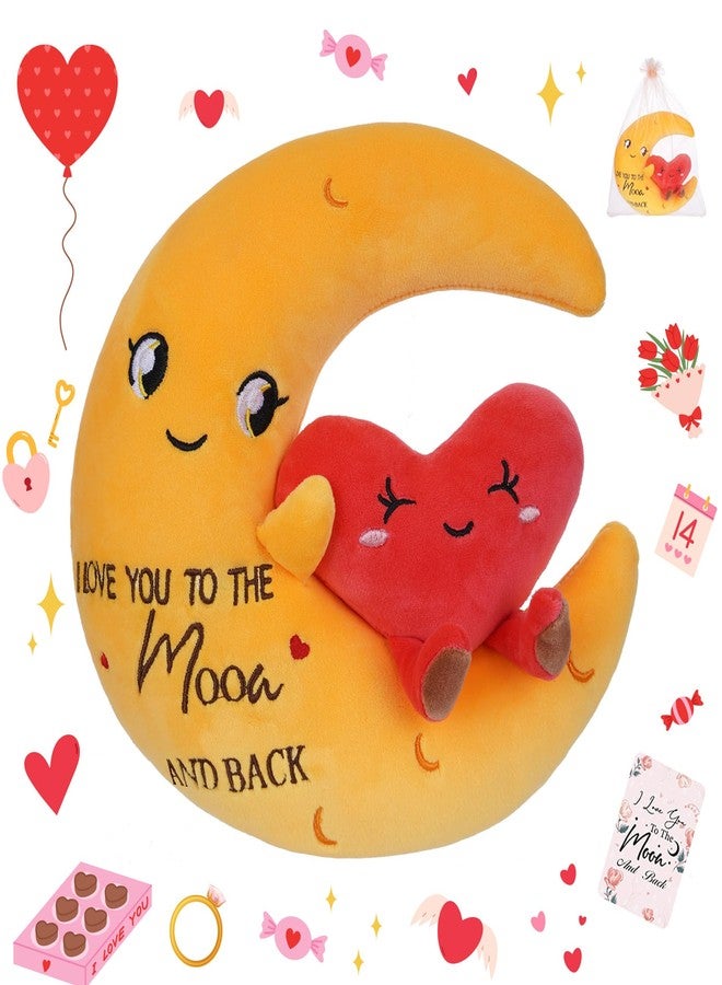 LeYoHa Valentine’s Day Gifts Stuffed Animal - Moon Love Plush for Daughter I Love You to The Moon and Back Gifts for Wife Sister Couple Best Friend Proposal Gift, 10 inch - Image 1